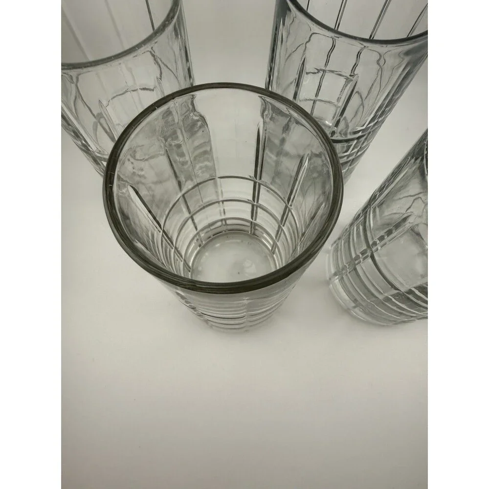 Set of 4 Anchor Hocking Tartan Manchester Clear Iced Tea Glasses USA 16oz